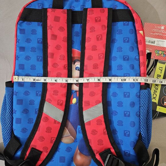 Nintendo Super Mario Backpack 17" Luigi Yoshi Padded Tablet Pocket Key Chain Kid - Picture 8 of 8